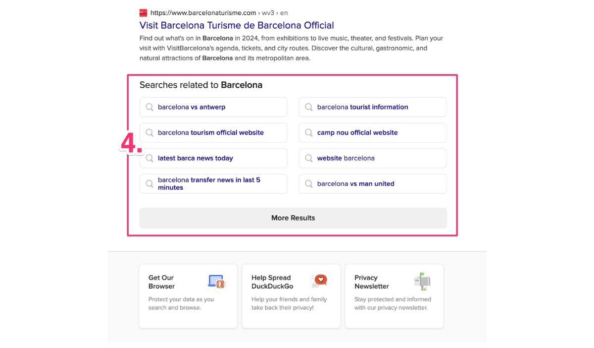 DuckDuckGo Related searches