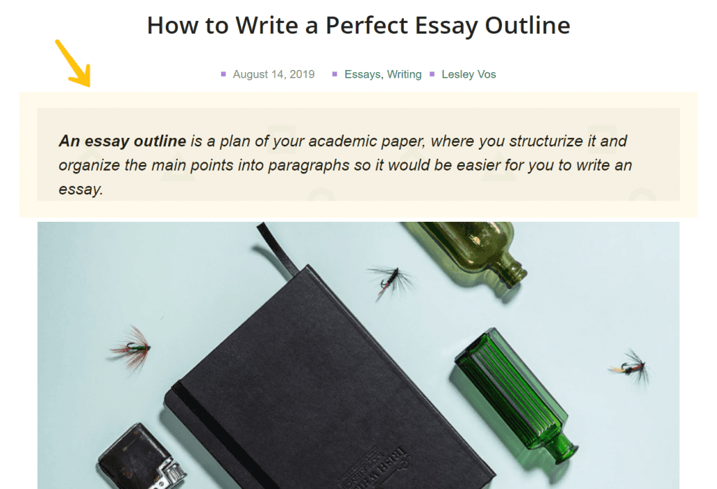 Definition content block highlighted in an article