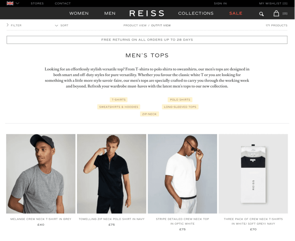 Category page with subcategories.