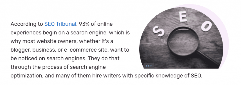 Screenshot of article intro that is not compelling