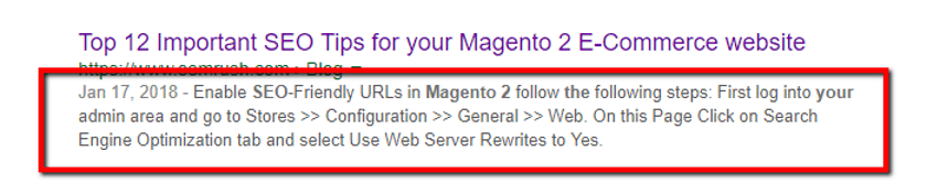 Screenshot with search result snippets.