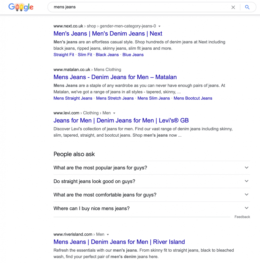 long-tail-keywords-mens-jeans-serp