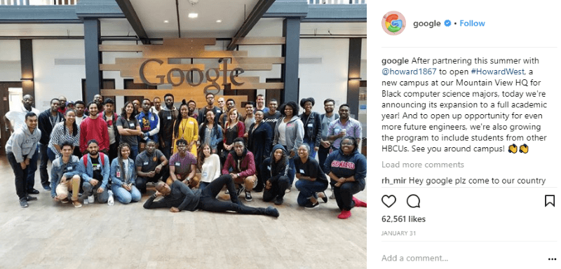 Google Instagram profile