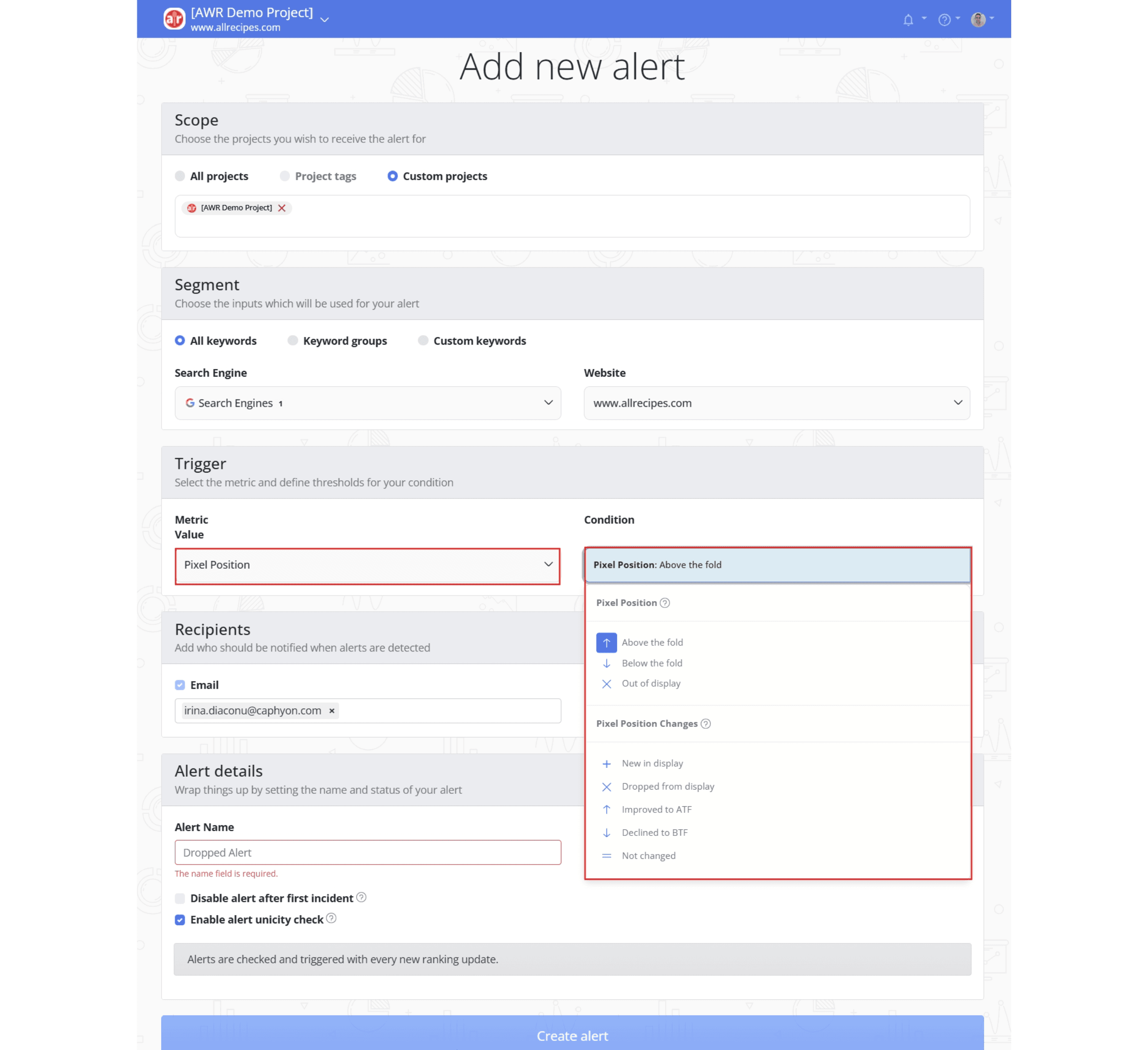 how-to-create-a-new-alert-for-pixel-position-metric