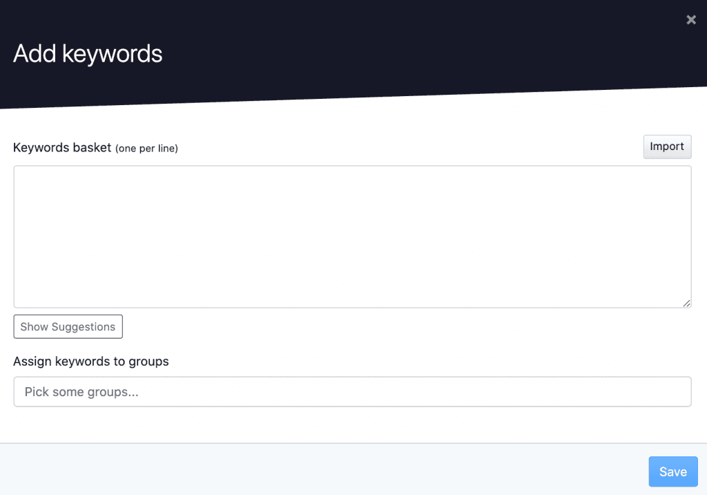 advanced web ranking, add keywords wizard. 
