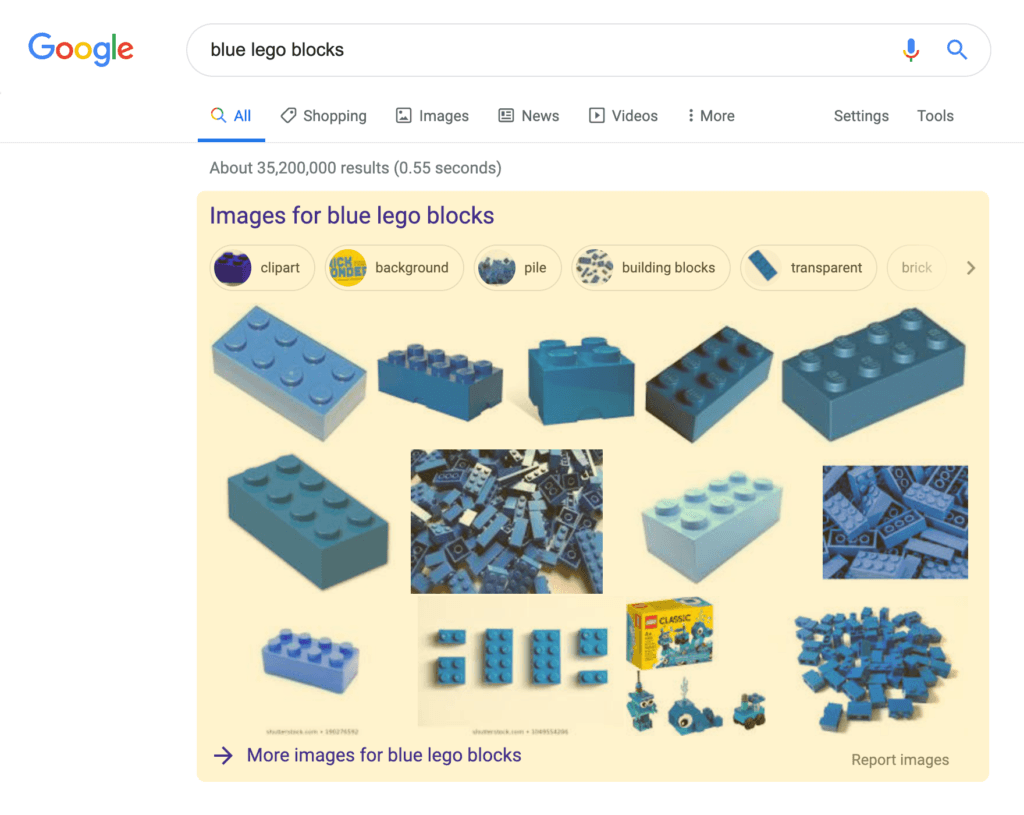 Image Pack search result on a desktop device